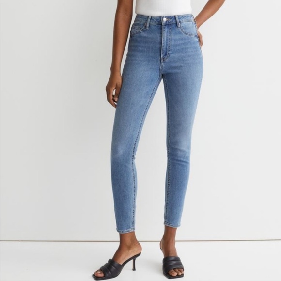H&M light wash curvy jeggings high waisted ankle length jeggings denim jeans - Picture 1 of 17